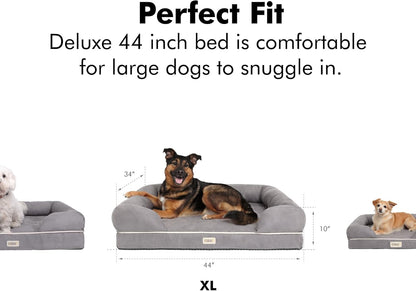 Orthopedic Dog Bed Lounge Sofa Removable Cover 100% Suede Mattress Memory-Foam with Bolster Rim Premium Prestige Edition